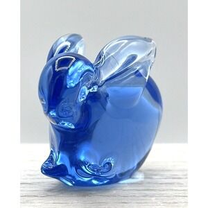Blue Glass Bunny Rabbit Teddy United States Commemorative Fine Arts Gallery 3"